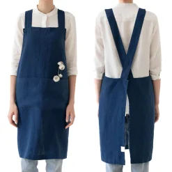 Linen Tales Navy Crossback Linen Apron New