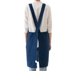 Linen Tales Navy Crossback Linen Apron New