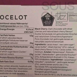 Ocelot Organic Dark Chocolate & Black Cherry Chocolate Bar, 70g Clearance