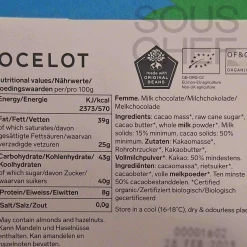 Ocelot Organic Femme Milk Chocolate Bar, 70g Discount