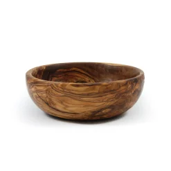 Naturally Med Olive Wood Round Dish, 12.5cm New
