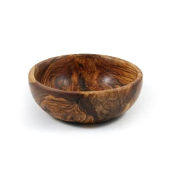 Naturally Med Olive Wood Round Dish, 12.5cm New