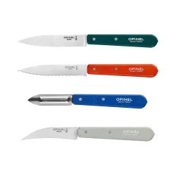 Opinel 4 Piece Red & Blue Kitchen Essentials Knife Set Clearance