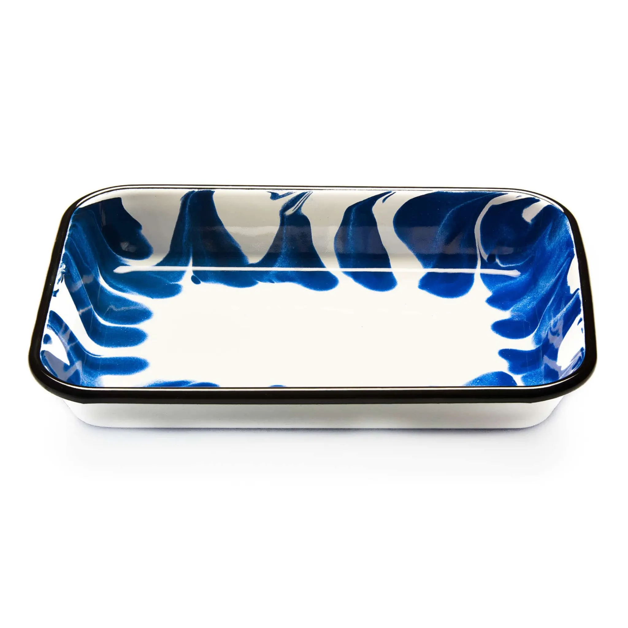Kapka Enamel Paintstroke Enamel Roasting & Serving Dish, Blue & White Clearance