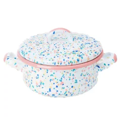 Kapka Enamel Pink Dot Enamel Casserole with Lid, 18cm Online