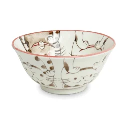 Kiji Stoneware & Ceramics Pink Lucky Cat Japanese Noodle Bowl, 15cm Discount