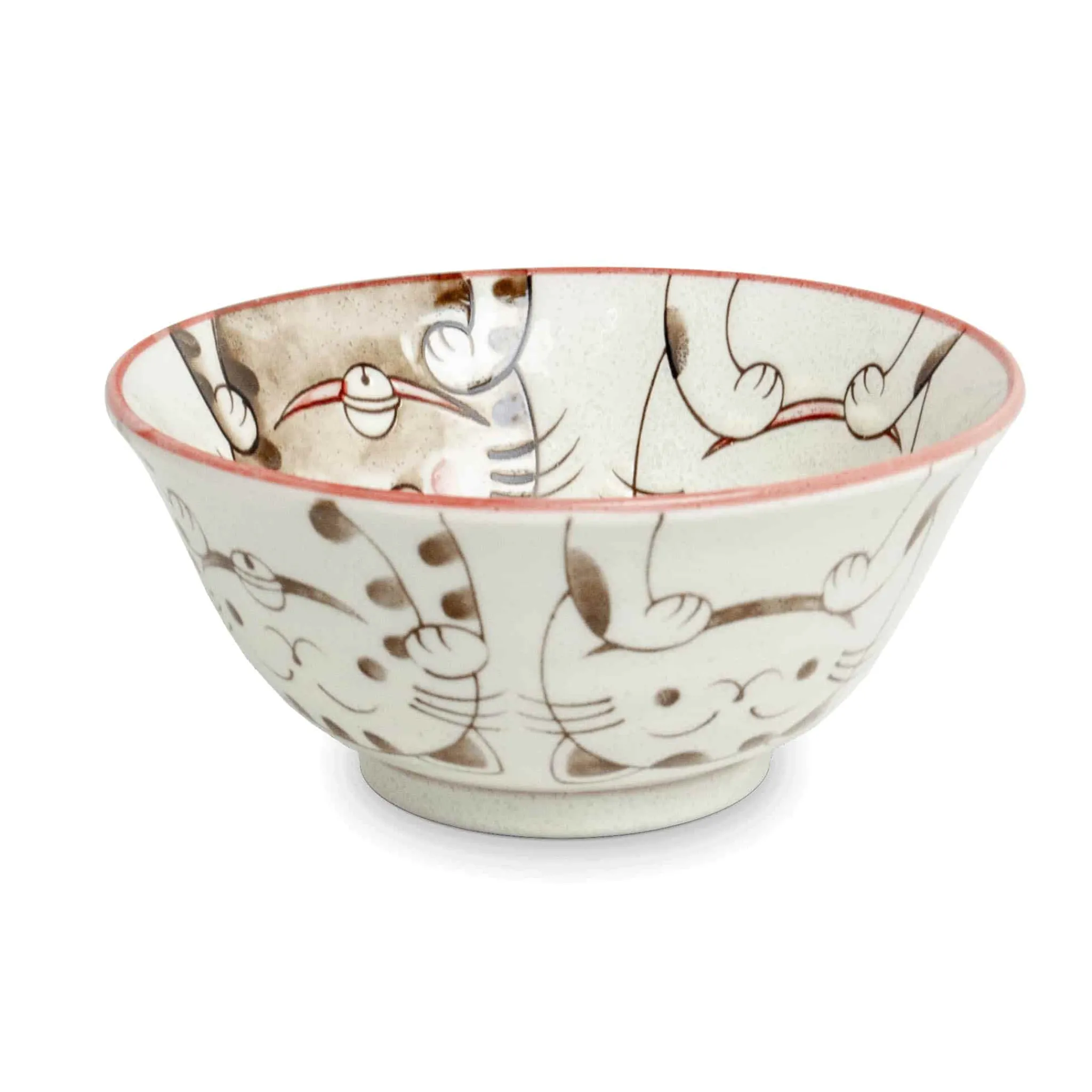 Kiji Stoneware & Ceramics Pink Lucky Cat Japanese Noodle Bowl, 15cm Discount