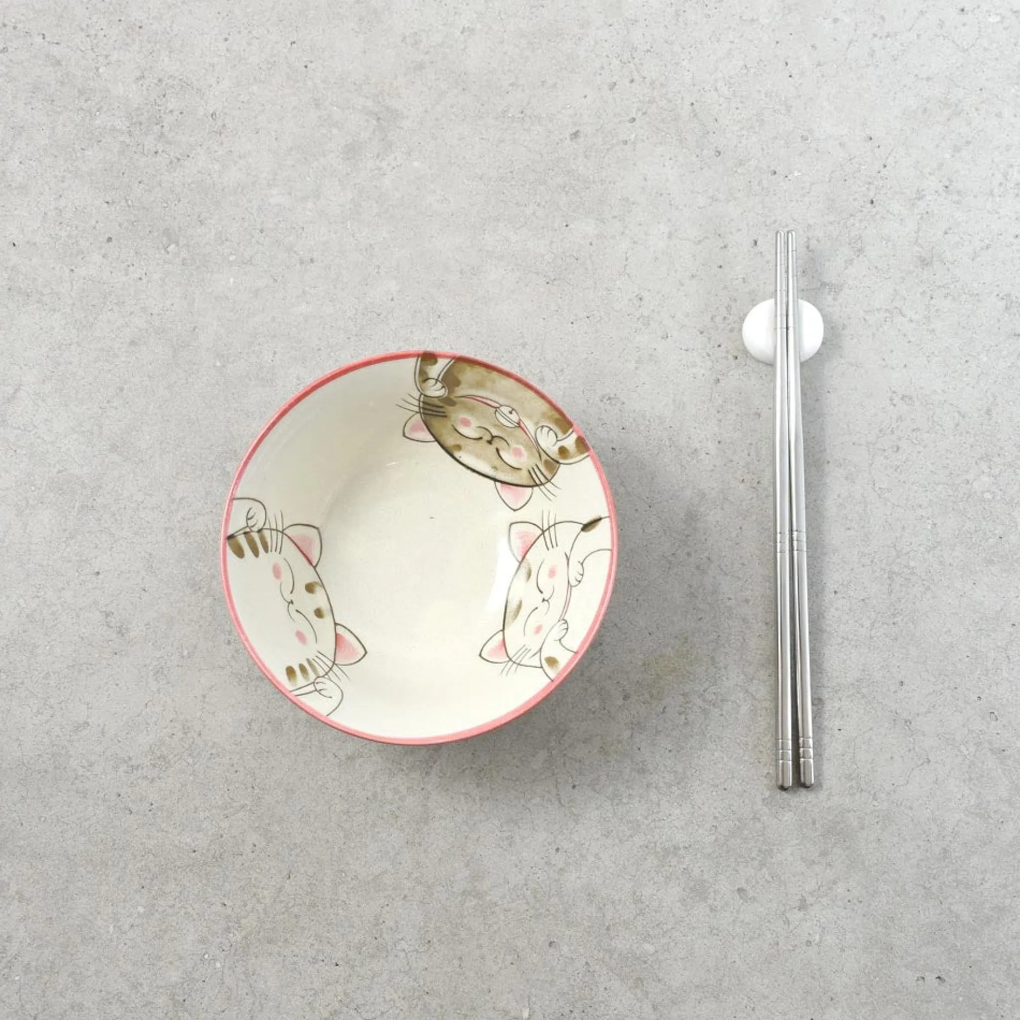 Kiji Stoneware & Ceramics Pink Lucky Cat Japanese Noodle Bowl, 15cm Discount