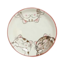 Kiji Stoneware & Ceramics Pink Lucky Cat Japanese Side Plate, 19.5cm Discount