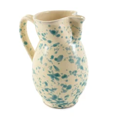 Puglia Handmade Puglia Aquamarine Splatter Ceramic Pitcher Hot