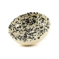 Puglia Handmade Puglia Black Splatter Bowl, 19cm New