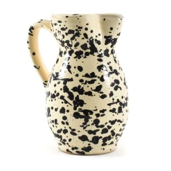 Puglia Handmade Puglia Black Splatter Ceramic Pitcher
