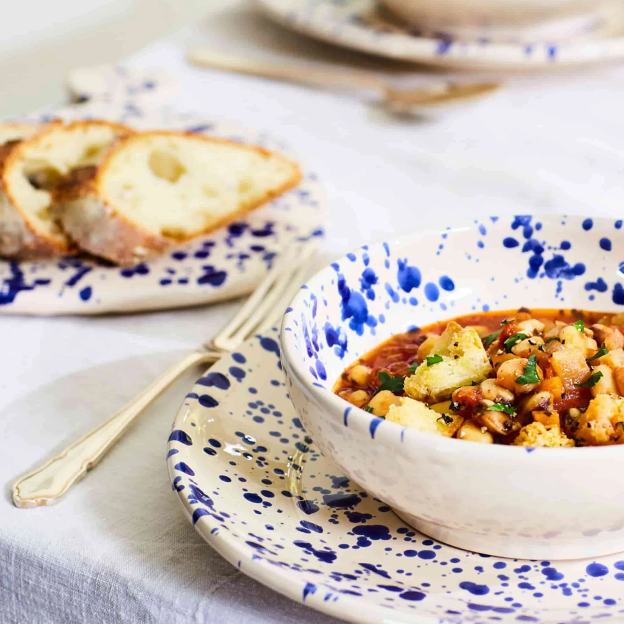 Puglia Handmade Puglia Blue Splatter Bowl, 19cm Hot