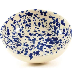 Puglia Handmade Puglia Blue Splatter Large Salad Bowl, 28cm New