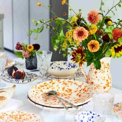 Puglia Handmade Puglia Blue Splatter Large Salad Bowl, 28cm New