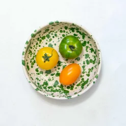 Puglia Handmade Puglia Green Splatter Bowl, 19cm Online