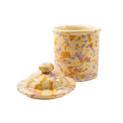 Puglia Handmade Puglia Lilac and Yellow Splatter Storage Jar, 15cm Outlet