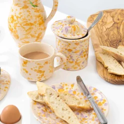 Puglia Handmade Puglia Lilac and Yellow Splatter Storage Jar, 15cm Outlet