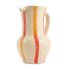 Puglia Handmade Puglia Yellow and Red Stripe Pitcher Sale