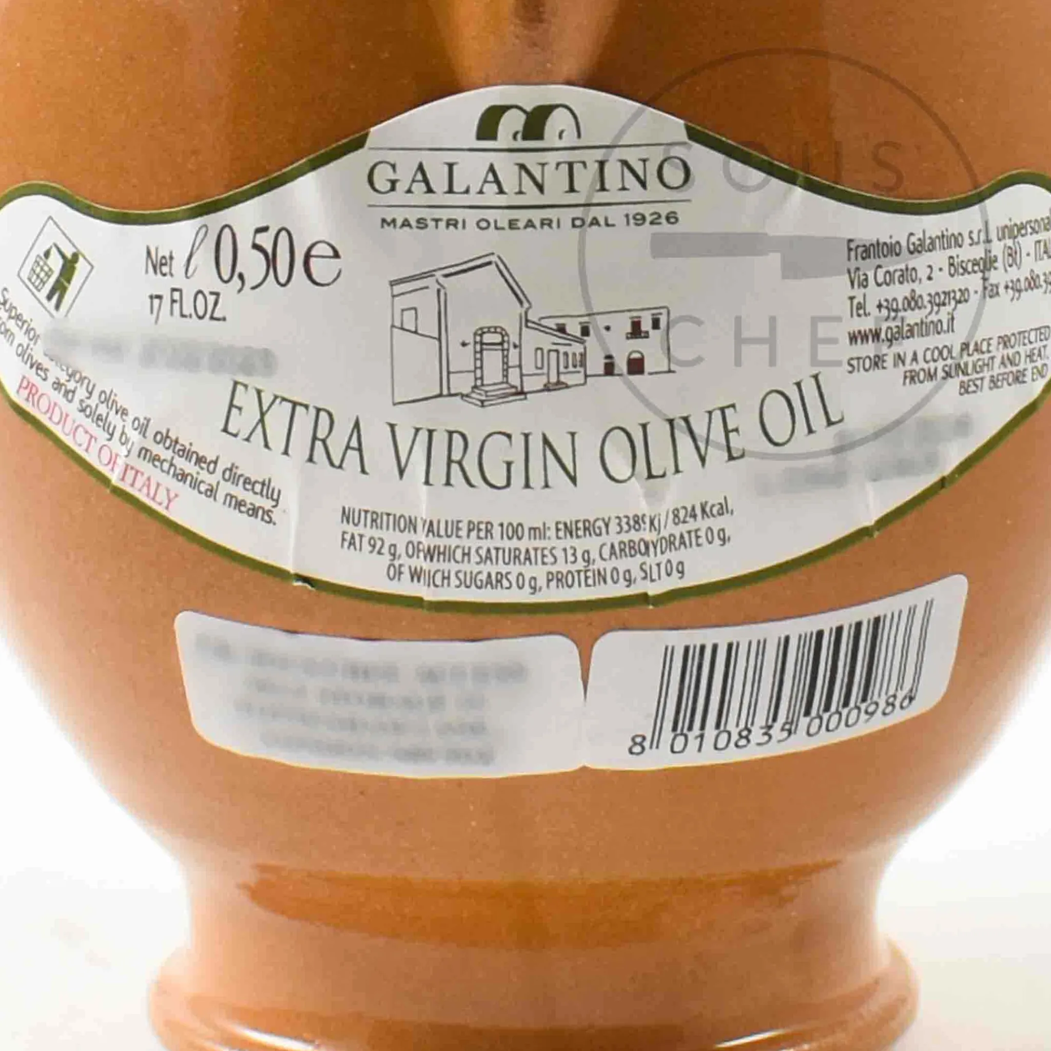 Galantino Puglian Extra Virgin Olive Oil in Brown Amphora Bottle, 500ml Hot