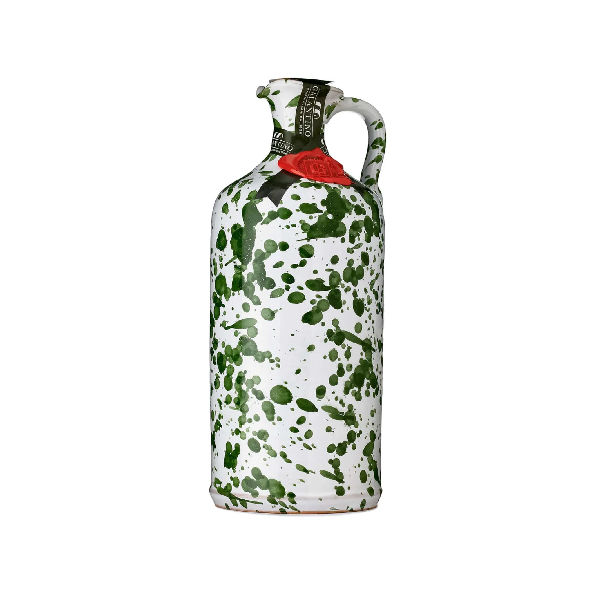 Galantino Puglian Extra Virgin Olive Oil in Green Splatter Ceramic Bottle, 500ml Clearance