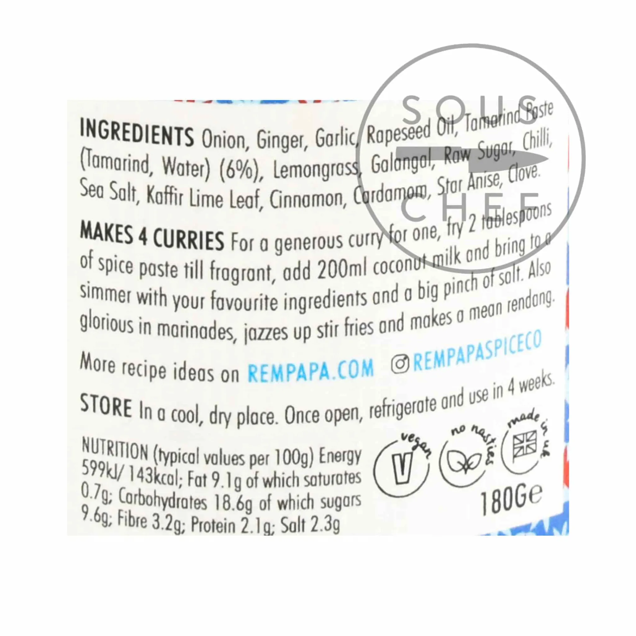 Rempapa Balinese Spiced Tamarind Curry Paste, 180g