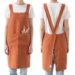 Linen Tales Rust Crossback Linen Apron Best