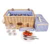 Les Jardin de la Comtesse Saint-Malo Blue Striped Picnic Basket with Table, 4 Person Outlet