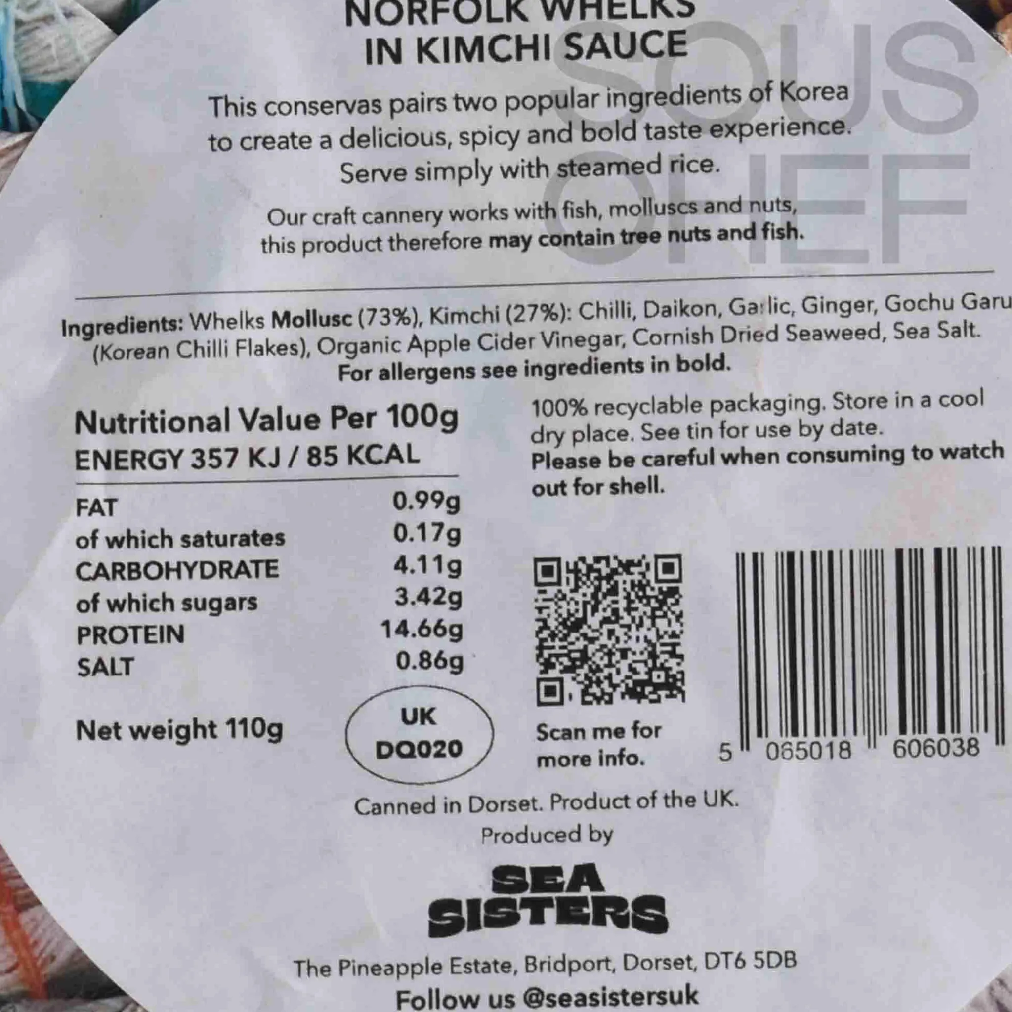 Sea Sisters Tinned Norfolk Whelks in Kimchi Sauce, 110g Best