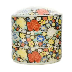 Seikou Porcelain Black Floral Motif Sweets Container, 3 Compartments Outlet