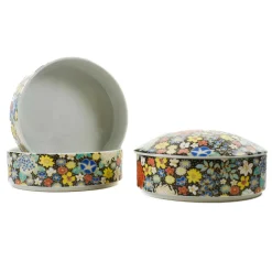 Seikou Porcelain Black Floral Motif Sweets Container, 3 Compartments Outlet