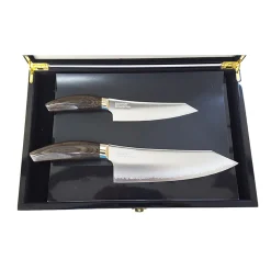 Suncraft Seki 3 Layer Knife Duo with Wooden Gift Box New