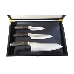 Suncraft Seki 3 Layer Knife Trio with Wooden Gift Box New