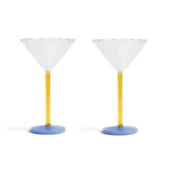 &Klevering Set of 2 Blue & Yellow Stem Martini Glasses Discount