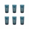Bright Glassware Set of 6 Blue Hobstar Highball Glasses, 350ml Sale