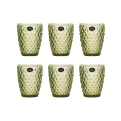 Bright Glassware Set of 6 Green Diamond Tumblers, 270ml Outlet