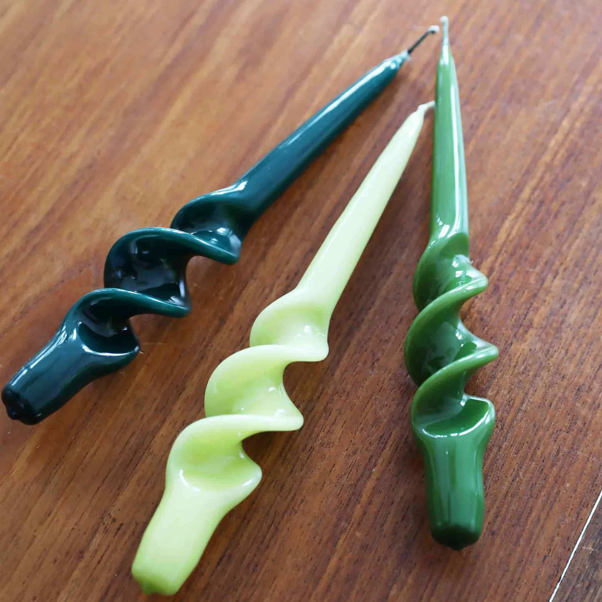 &Klevering Set of 3 Green Spiral Candles Sale