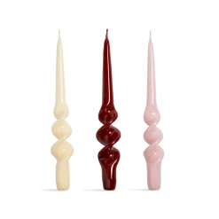 &Klevering Set of 3 Red and Purple Spiral Candles Clearance