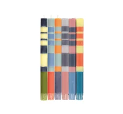 British Colour Standard Set of 6 Striped Dinner Candles - Warm Tones, Multicolour Outlet