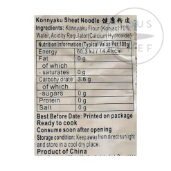 Chinese Ingredients Shirataki Konnyaku Flat Noodles, 218g Best