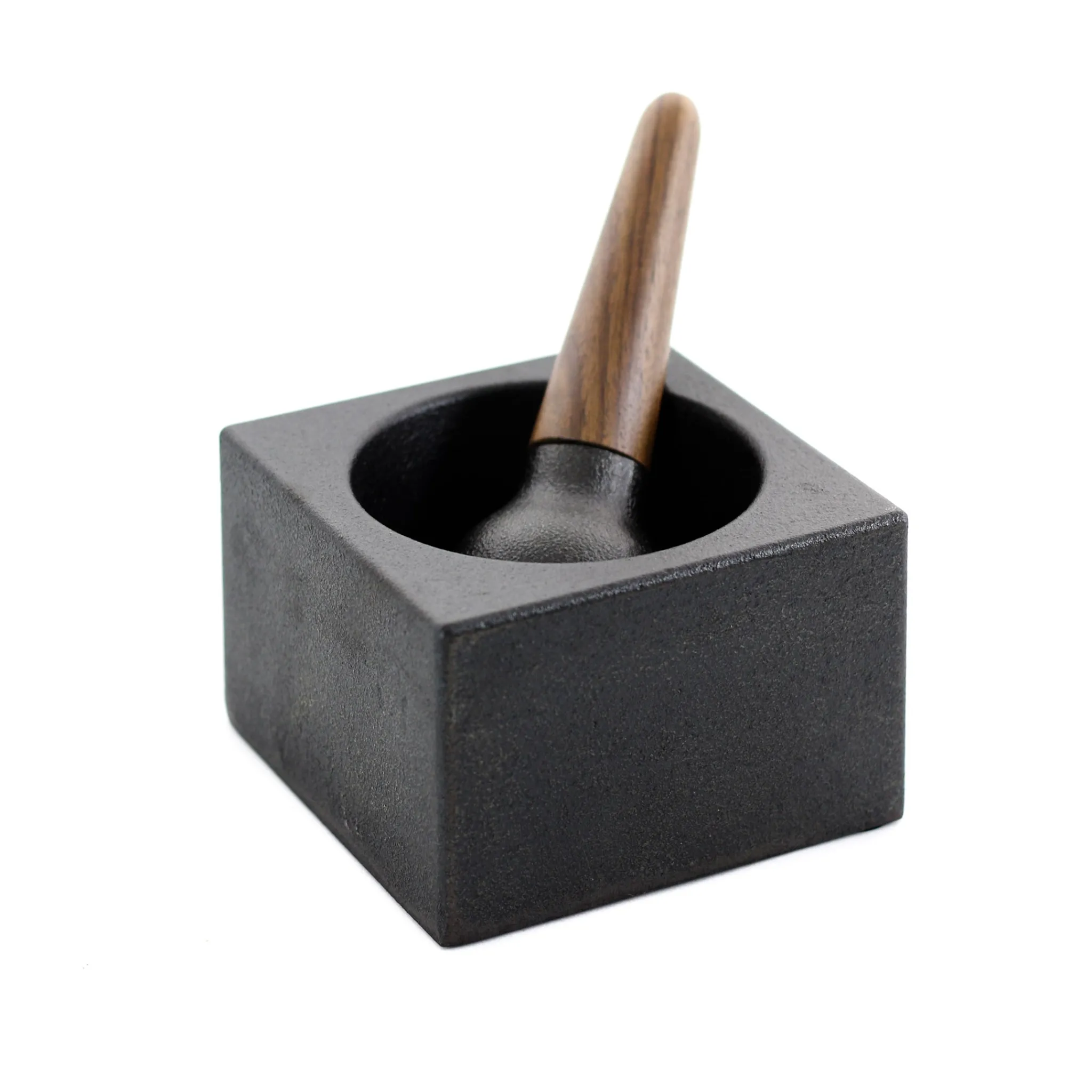 Skeppshult Contemporary Cast Iron & Walnut Pestle & Mortar New