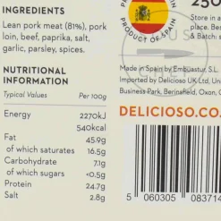 Delicioso Smoked Asturian Chorizo Dulce, 250g Sale