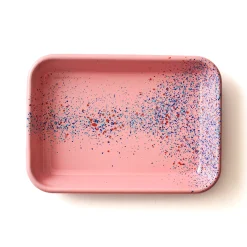 Kapka Enamel Splatter Fest Enamel Roasting and Serving Dish, Pink New