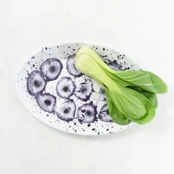 Kapka Enamel Splatter Madness Enamel Oval Serving Plate, Purple, 31cm Clearance