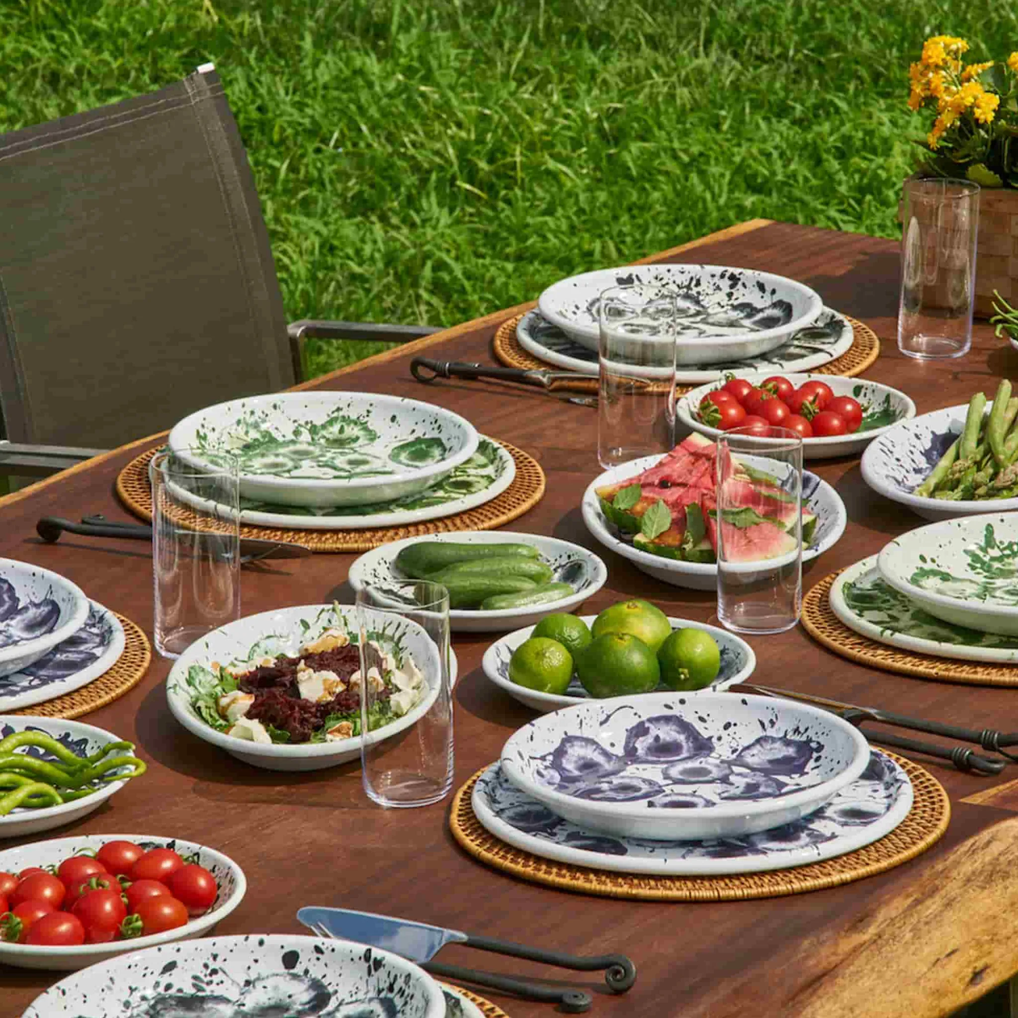 Kapka Enamel Splatter Madness Enamel Oval Serving Plate, Purple, 31cm Clearance