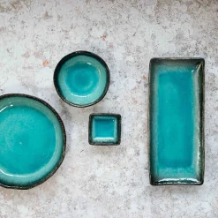 Kiji Stoneware & Ceramics Square Turquoise Dipping Bowl, 7cm Discount