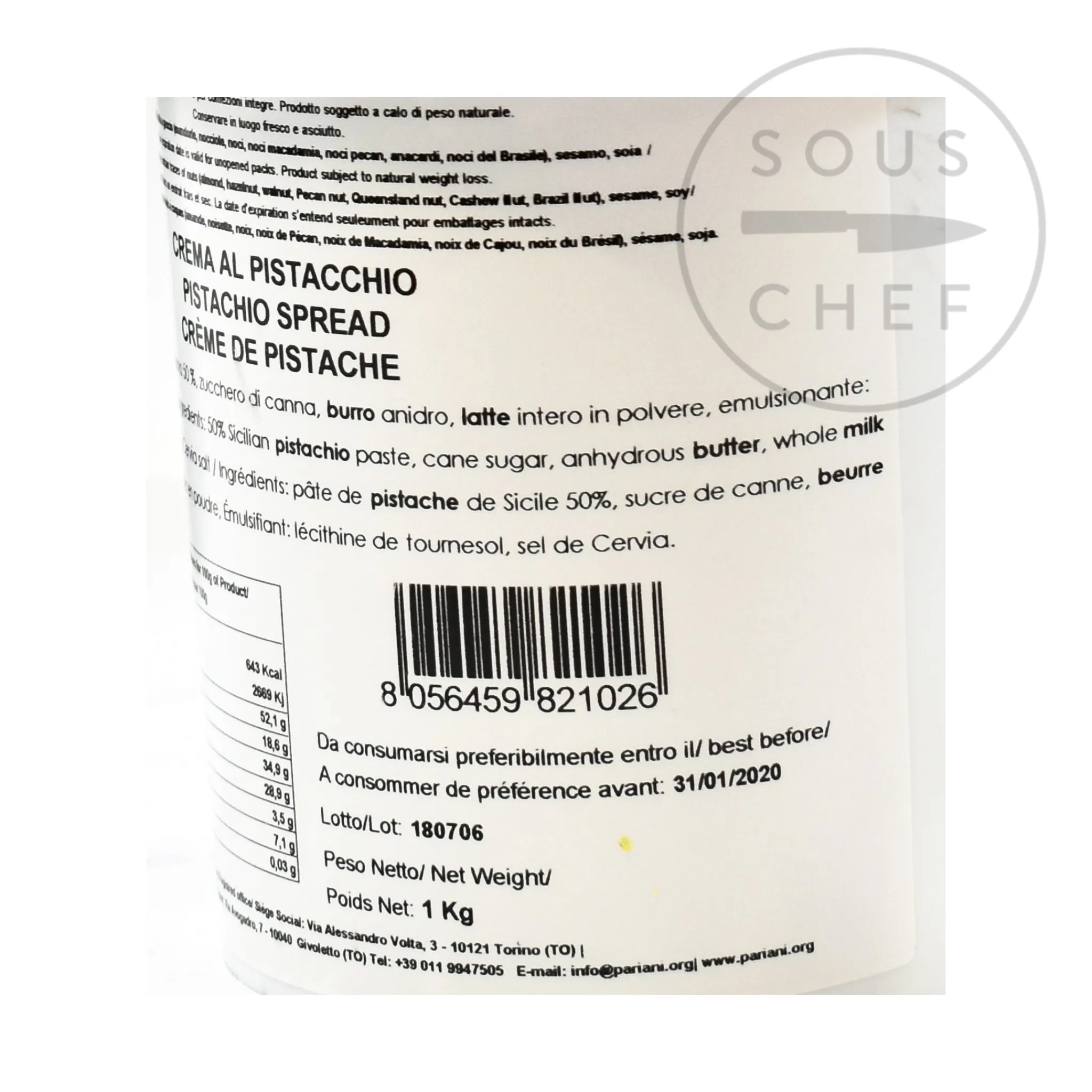Pariani Sweet Sicilian Pistachio Cream, 1kg Clearance