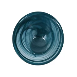 Turkish Tableware Teal Marble Glass Bowl, 14.5cm Online