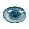 Turkish Tableware Teal Marble Glass Salad Bowl, 30cm Outlet