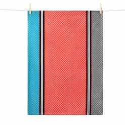 Tissage Moutet Blue & Coral French Jacquard Tea Towel Discount
